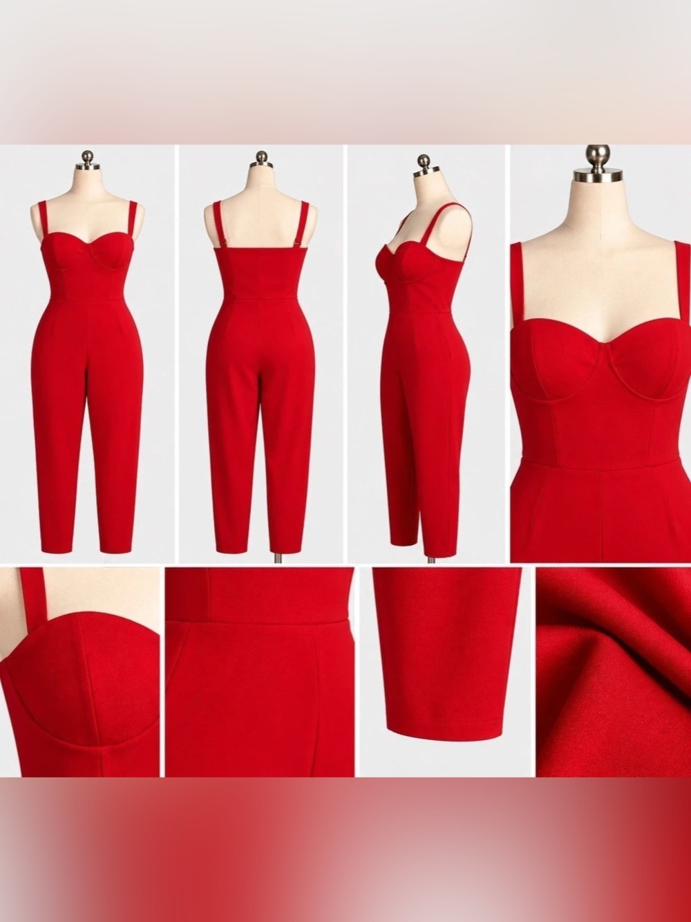 Red Bustier Jumpsuit Size Medium Like New